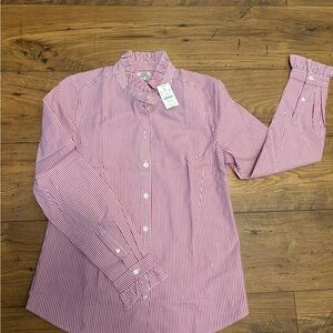 J. Crew Red and White Striped Button Down Shirt